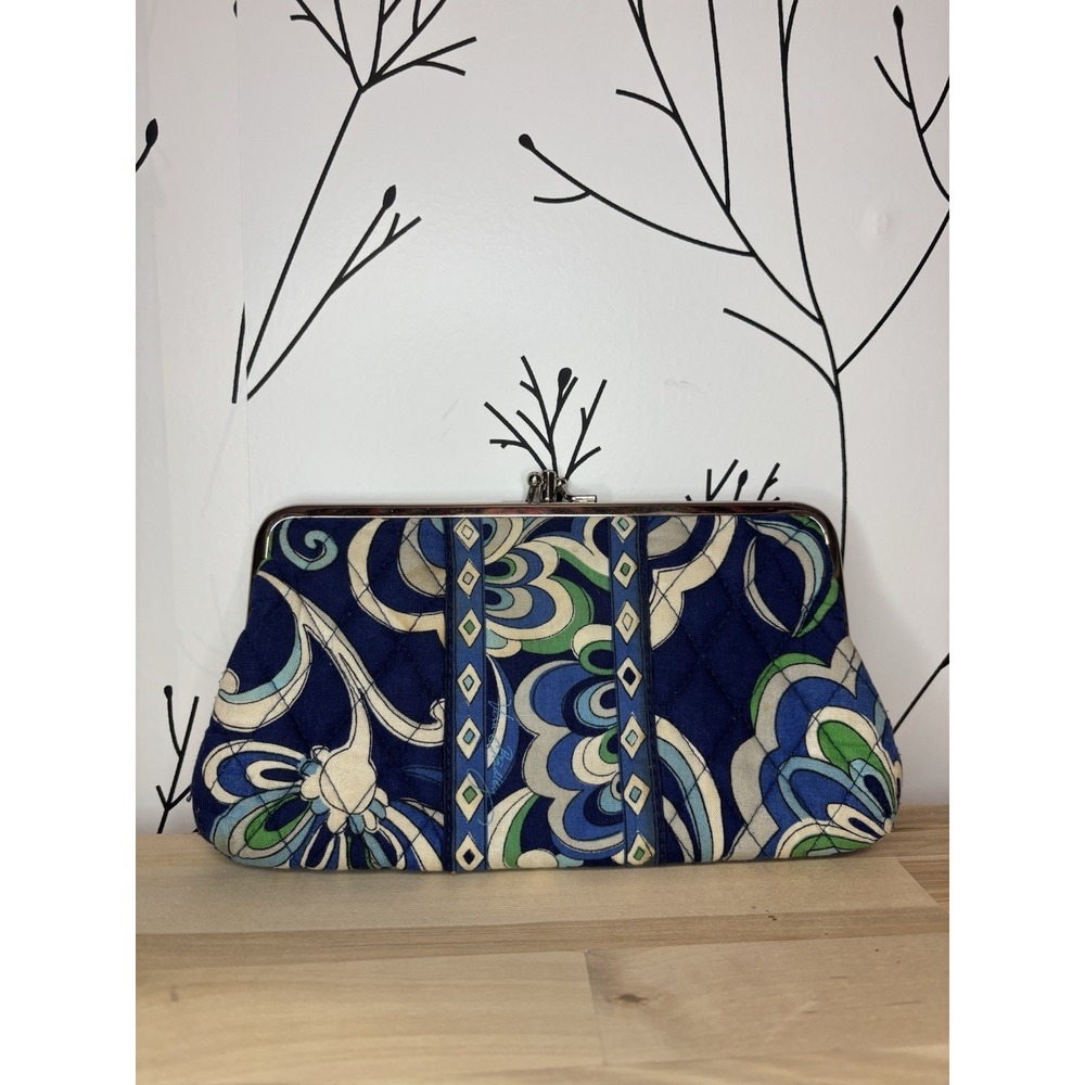 Vera Bradley Mediterranean Blue Mosaic Pattern Kiss lock Wallet/‎ Clutch